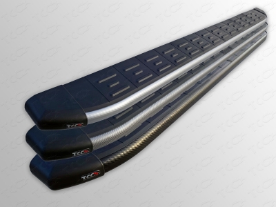 Пороги алюминиевые ТСС с накладкой чёрные для Lexus NX-200t 2014-2017