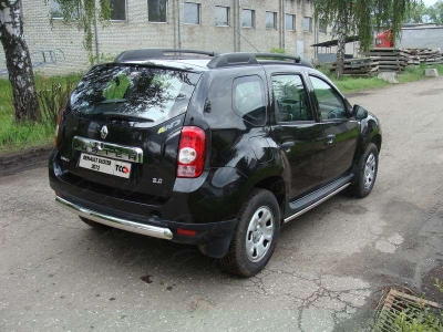 Защита заднего бампера овальная короткая 75х42 мм ТСС для Renault Duster 2011-2015