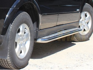 Пороги с площадкой алюминиевый лист 53 мм для Volkswagen Touareg № WLT_2.1